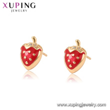 96946 xuping mode plaqué or boucles d&#39;oreilles de fraise pour les femmes